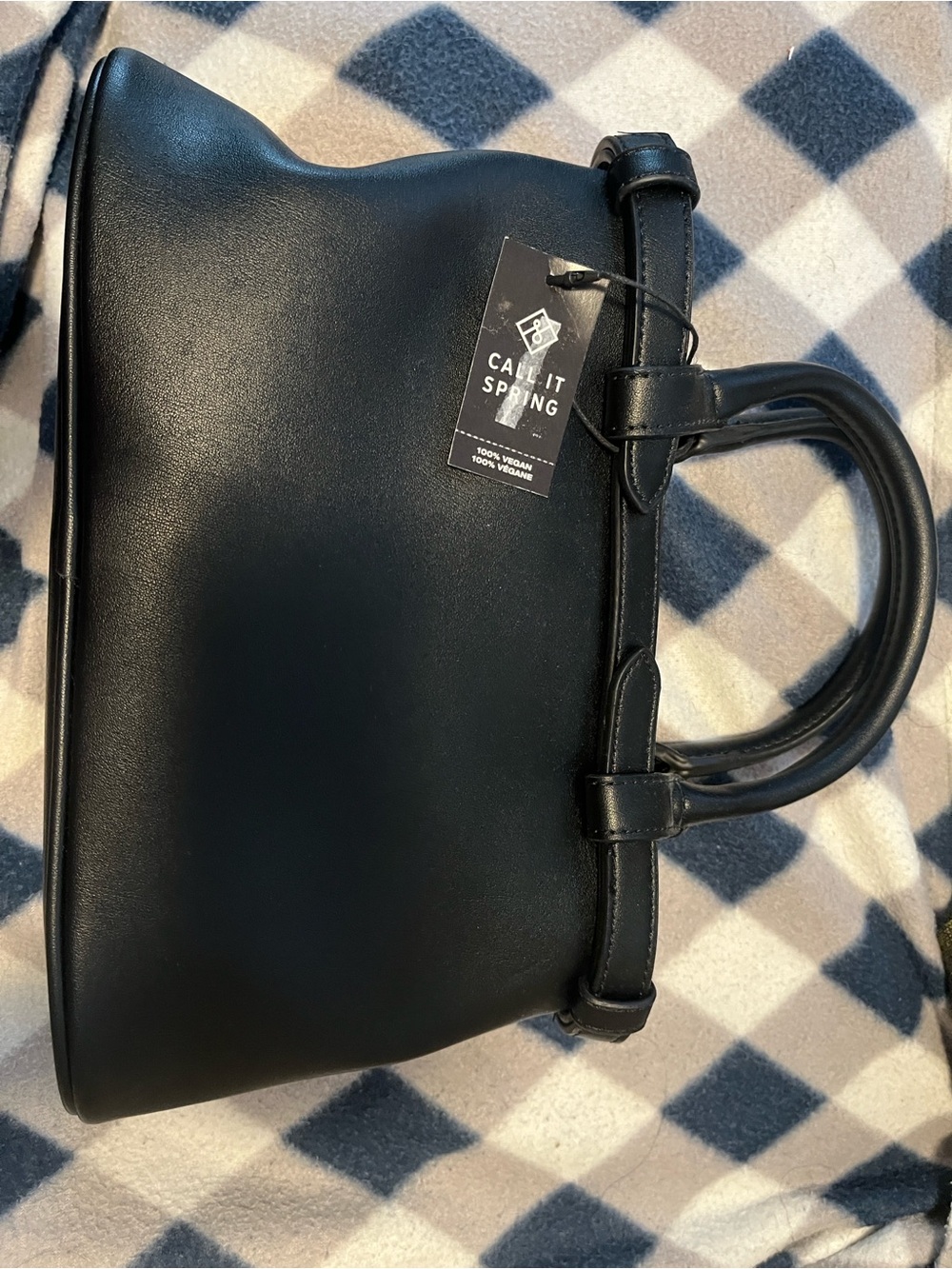 Call It Spring Black Structured Vegan Leather Satchel